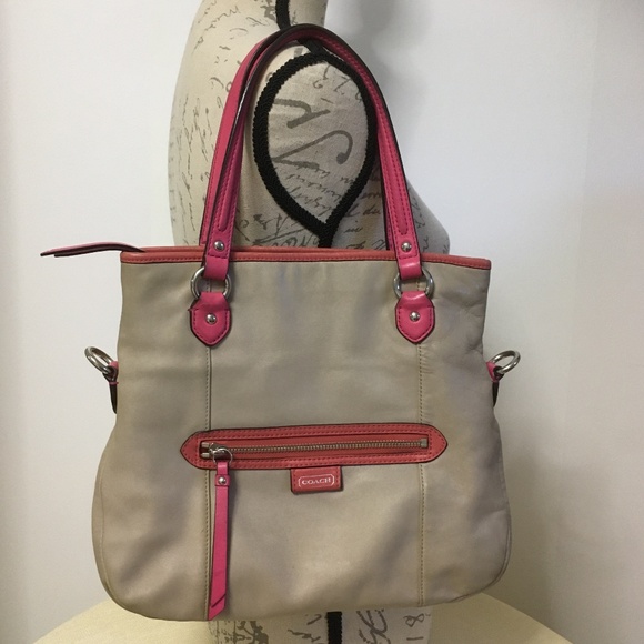Coach Daisy Spectator Leather Emma Tote Beige/Pink - Picture 4 of 17